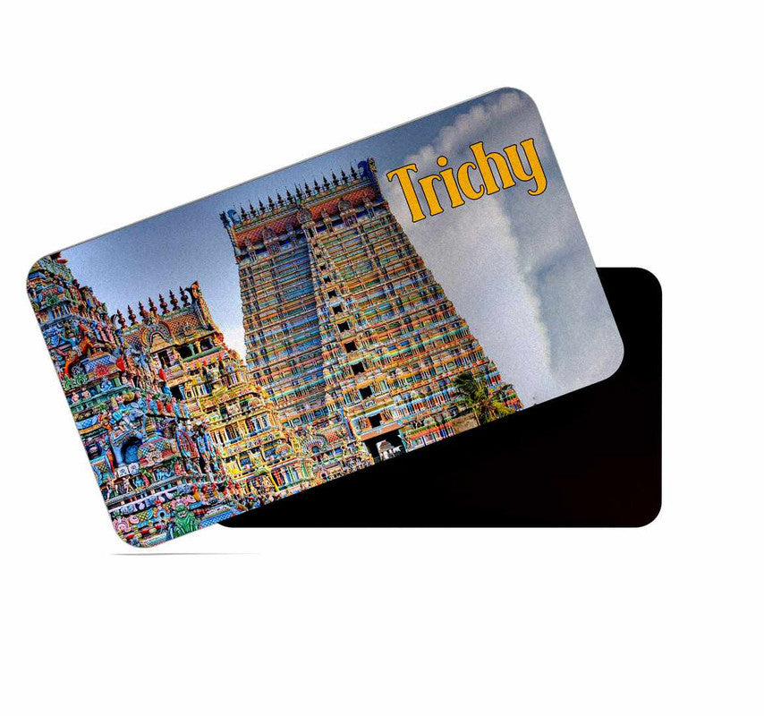 dhcrafts Rectangular Rubber Fridge Magnet / Magnetic Card Multicolor Tamil Nadu Trichy Design Pack of 1 (8.6cm x 5.4cm)